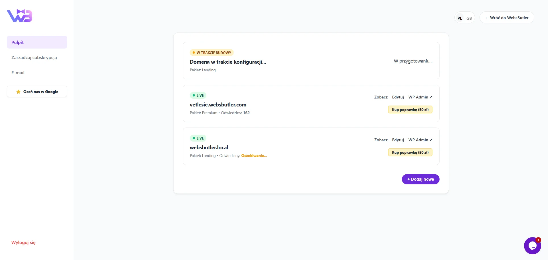 WebsButler Client Portal