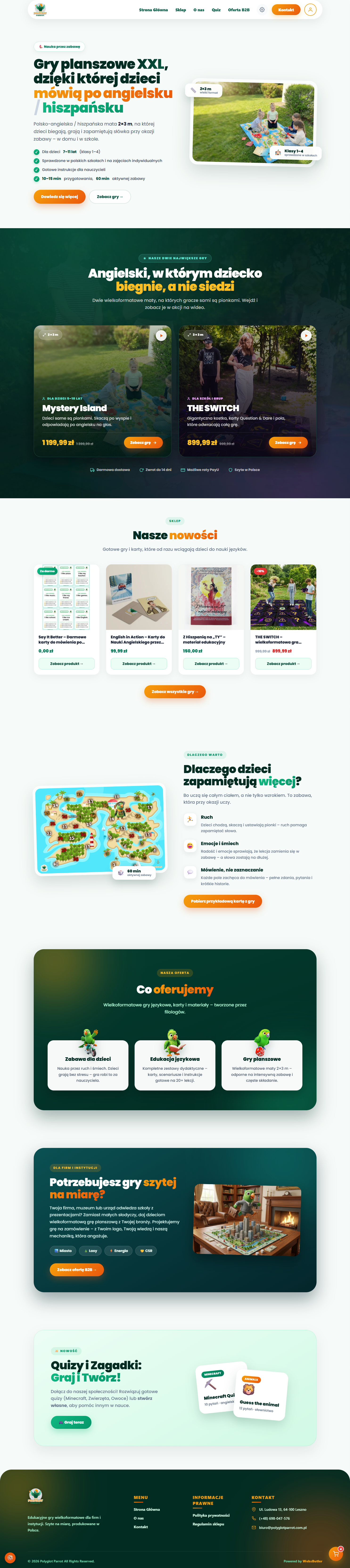 Pełny projekt strony — Polyglot Parrot