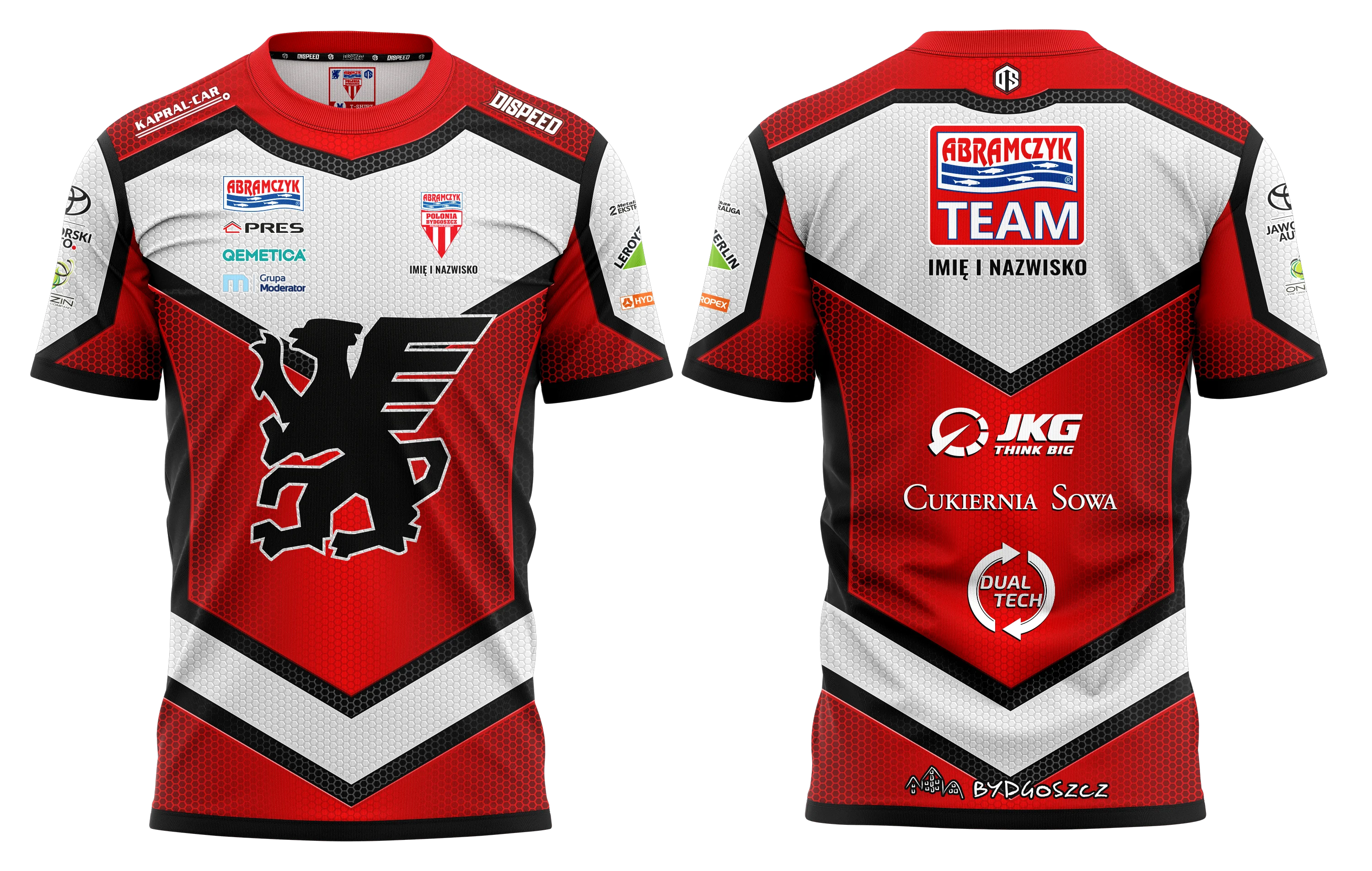 Koszulka meczowa — liga 2025 — Polonia Bydgoszcz, projekt Daniel Xhemalçe